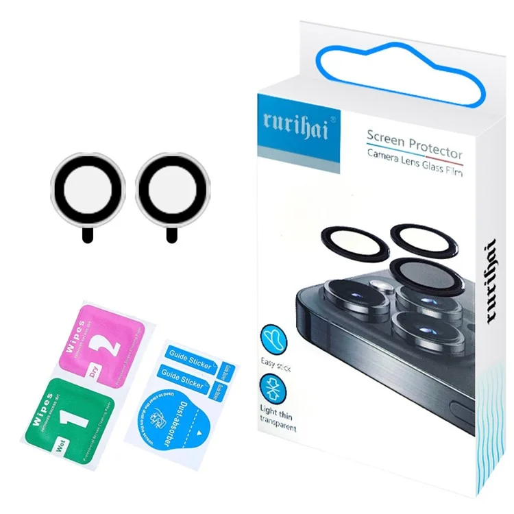 RURIHAI 2 Set For iPad Air 13 (2024) Protecteur d'objectif de caméra Bague en métal AR Verre de protection de l'objectif HD - Argent