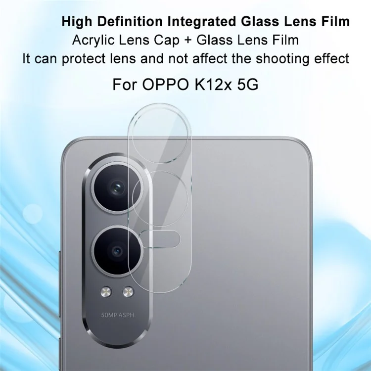 IMAK For OnePlus Nord CE4 Lite 5G / Oppo K12x 5G (China) Camera Lens Protector + Acrylic Lens Cap Tempered Glass