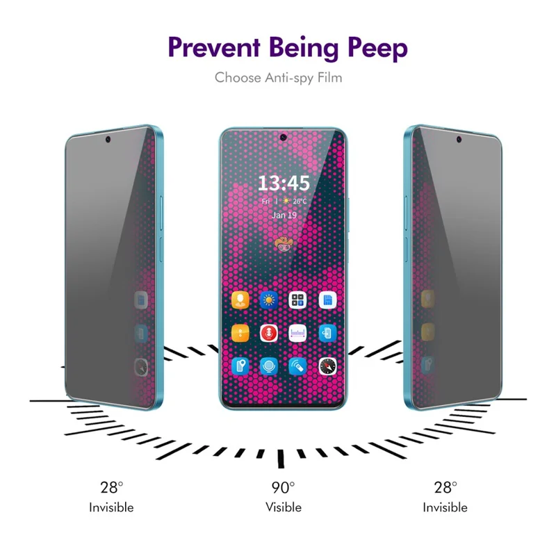 ENKAY HAT PRINCE 5Pcs For Honor X8 4G 28-Degree Anti-Spy Screen Protector Full Coverage