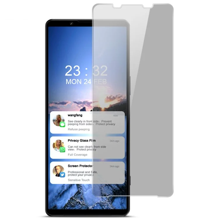 IMAK para Sony Xperia 1 IV 5G Cobertura Completa 9H Toque Sensível Anti-espião Filme de Vidro Temperado Transparente AGC