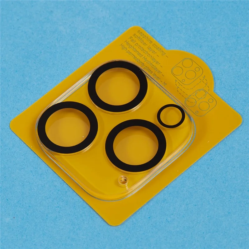 Para iPhone 16 Pro / 16 Pro Max Protector de lente de cámara Círculos negros incorporados Película de lente de vidrio templado