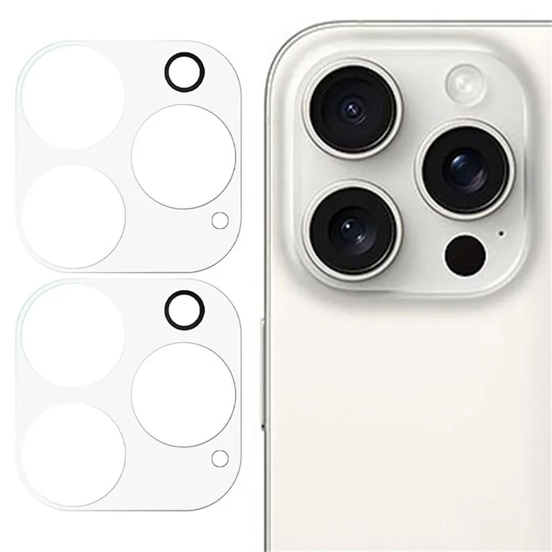 2Pcs For iPhone 16 Pro / 16 Pro Max Camera Lens Protector 3D Arc Edge Tempered Glass Lens Film