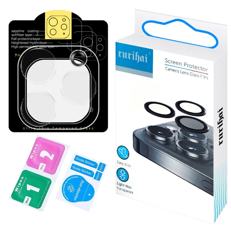 RURIHAI For iPhone 16 Pro / 16 Pro Max 3D Camera Lens Protector Anti-Scratch Rear Lens Film