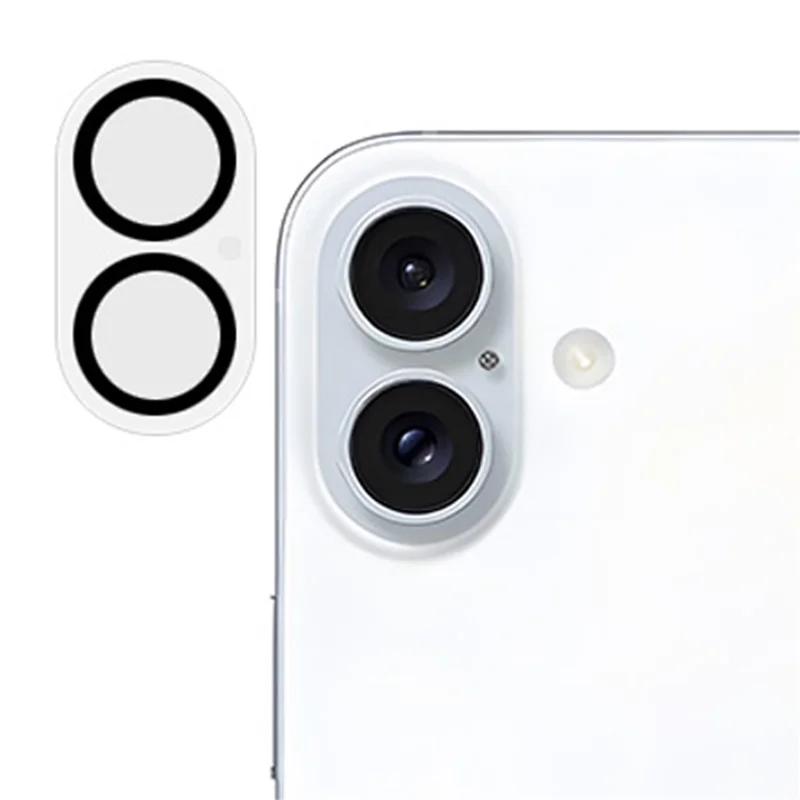 RURIHAI For iPhone 16 Plus / 16 Camera Lens Protector High Aluminum-Silicon Glass Black Circle Lens Film