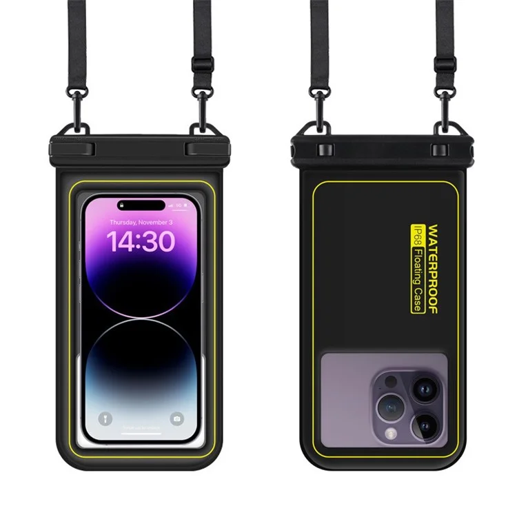 IP68 Waterproof Case for 6.5-inch Phone Touch Screen Floating Dry Bag Phone Pouch for Swimming - Black