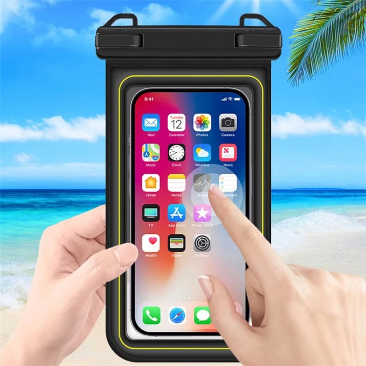IP68 Waterproof Case for 6.5-inch Phone Touch Screen Floating Dry Bag Phone Pouch for Swimming - Black