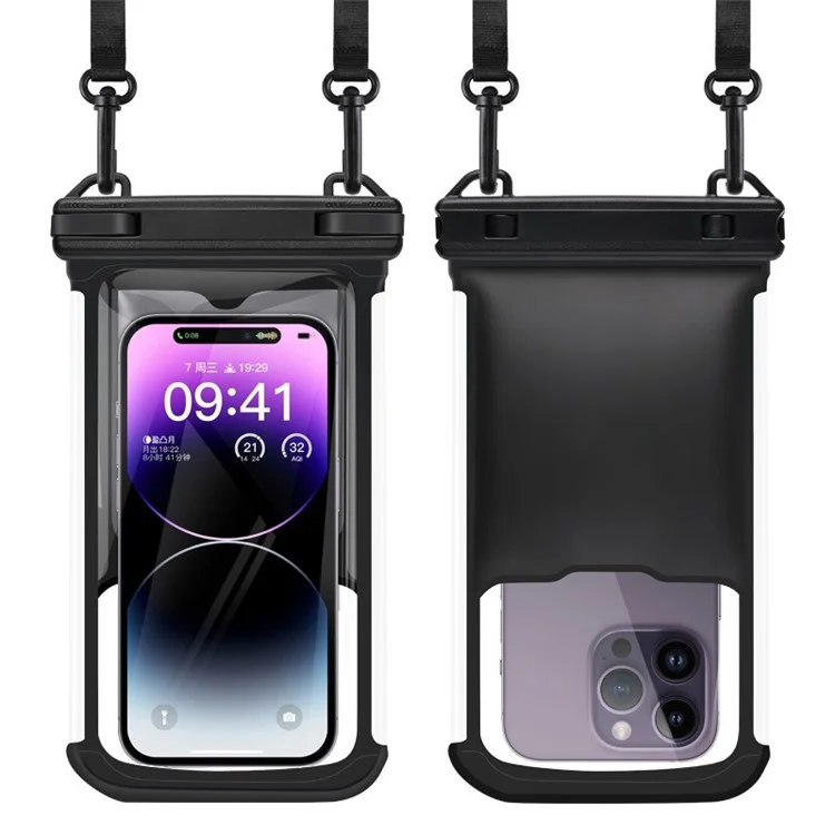 IPX8 Waterproof Case for 7.7-inch Phone Touch Screen Floating Phone Bag for Swimming Drifting - Black
