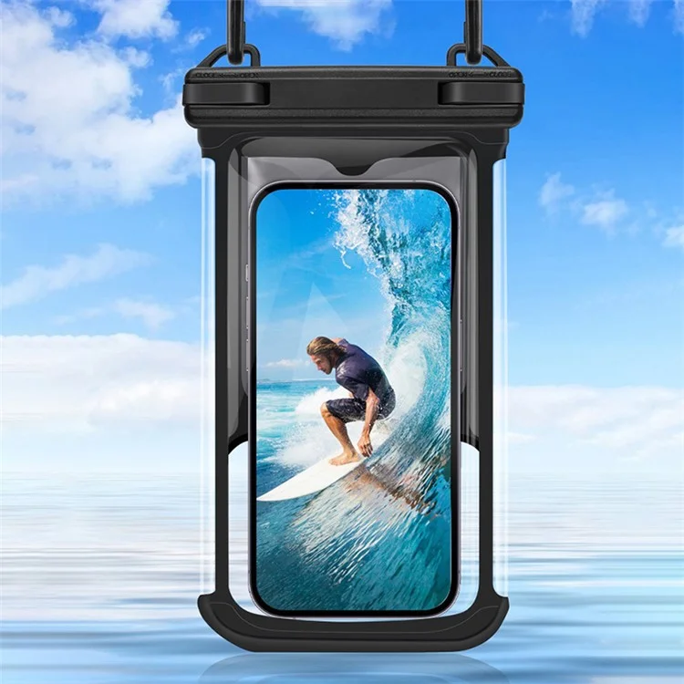 IPX8 Waterproof Case for 7.7-inch Phone Touch Screen Floating Phone Bag for Swimming Drifting - Black