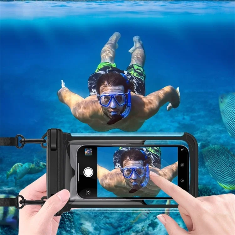 IPX8 Waterproof Case for 7.7-inch Phone Touch Screen Floating Phone Bag for Swimming Drifting - Black