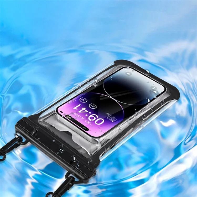 IPX8 Waterproof Case for 7.7-inch Phone Touch Screen Floating Phone Bag for Swimming Drifting - Black