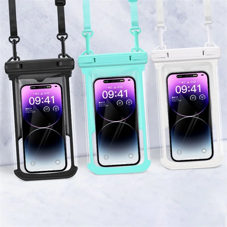 IPX8 Waterproof Case for 7.7-inch Phone Touch Screen Floating Phone Bag for Swimming Drifting - Black
