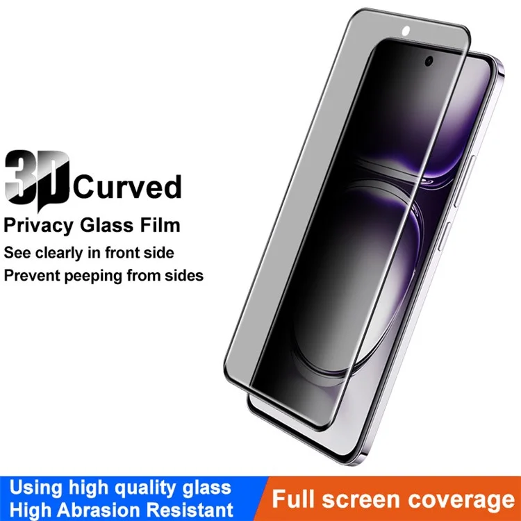 IMAK Pour Oppo Reno12 5G (Chine) / Reno12 Pro 5G (Chine) Protecteur d'écran anti-espion full screen 3D incurvé