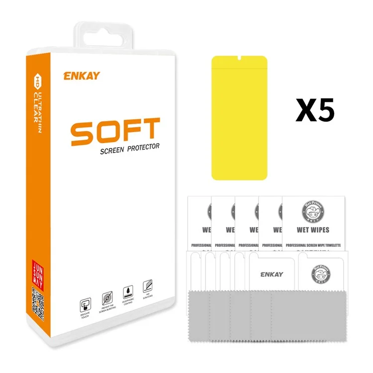 ENKAY HAT PRINCE 5Pcs For vivo iQOO 12 5G Protector de pantalla TPE+PET+TPU Film de teléfono hidrogel