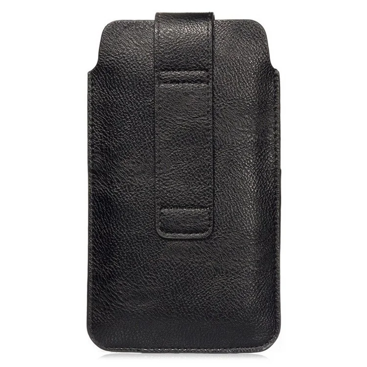 PU Leather Waist Bag with Card Slot Litchi Texture Belt Phone Case Vertical Waist Phone Pouch for Men (Size: XL) - Black