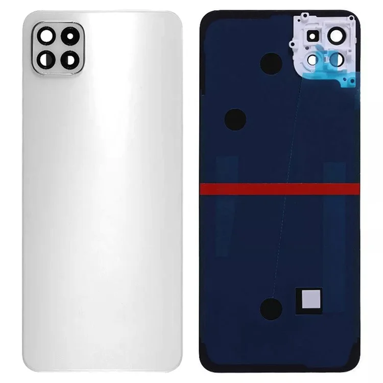 Para Samsung Galaxy A22 5G (versión UE) A226 Carcasa de batería con pegatina adhesiva + Cubierta de la lente de la cámara - Blanco