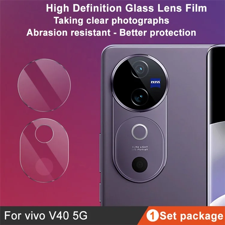 IMAK pour vivo V40 5G / V40 Pro 5G 1 Set Camera Lens Flim Verre Trempé Téléphone Arrière Lentille Film