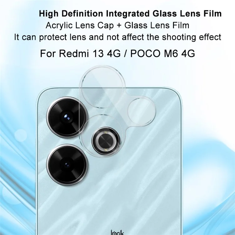IMAK Para Xiaomi Redmi 13 5G / 13 4G / Note 13R 5G / Poco M6 4G Protetor de Lente da Câmera + Tampa da Lente Acrílica