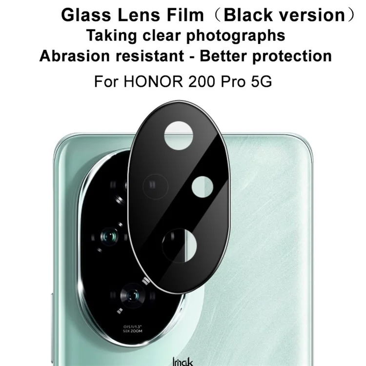 IMAK For Honor 200 Pro 5G Protetor de Lente de Câmera de Vidro Temperado (Versão Preta)