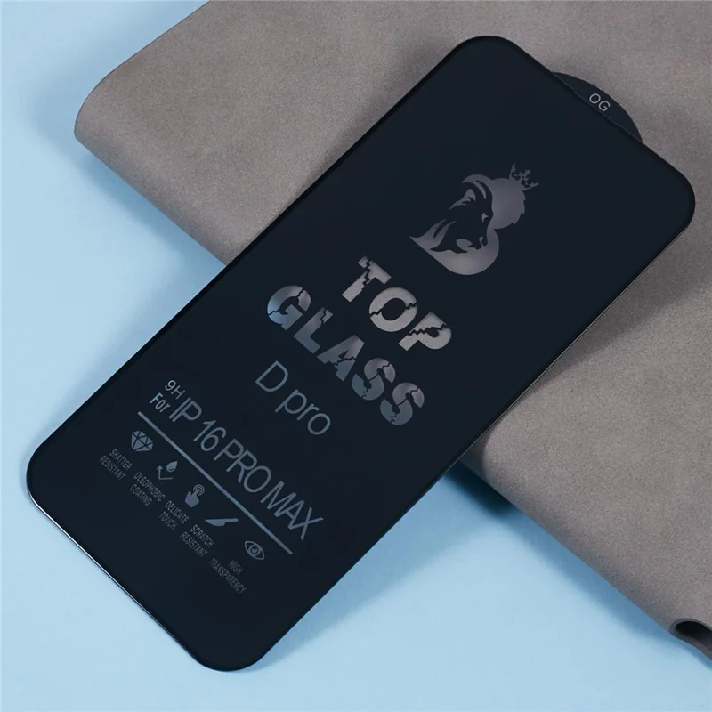 D Pro For iPhone 16 Pro Max Silk Printing Screen Protector Full Cover Tempered Glass Film