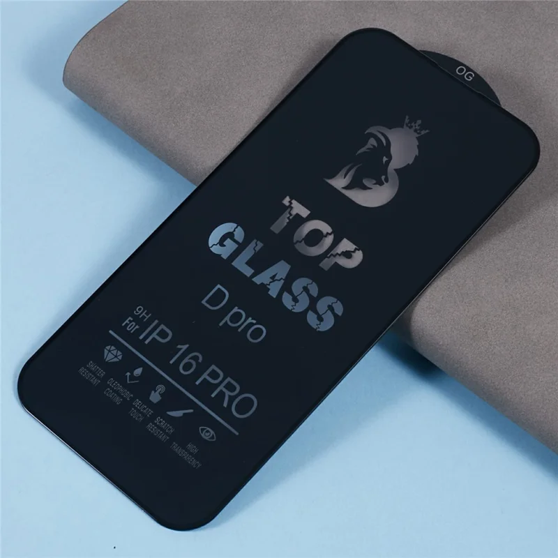 D Pro For iPhone 16 Pro Tempered Glass Full Screen Protector Silk Printing HD Clear