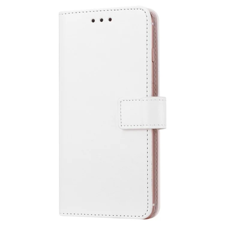 Universal Crazy Horse Texture PU Leather Wallet Case Magnetic Clasp Adhesive Sliding Plate Phone Cover, 17.5x15.5x2cm - White