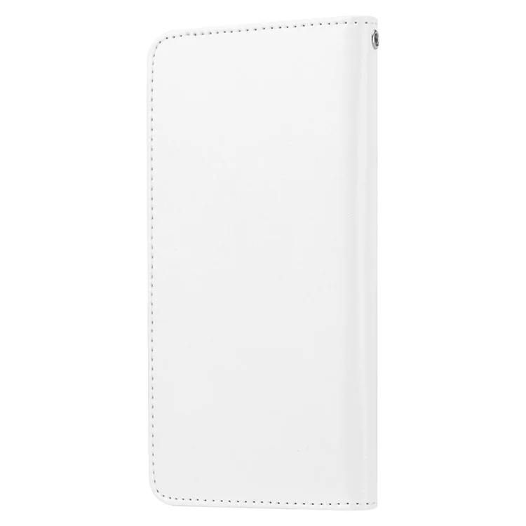 Universal Crazy Horse Texture PU Leather Wallet Case Magnetic Clasp Adhesive Sliding Plate Phone Cover, 17.5x15.5x2cm - White