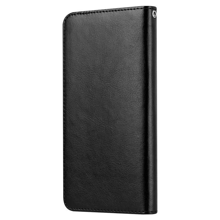 Crazy Horse Texture Universal Adesivo Deslizante Placa Telefone Caso PU Couro Carteira Função Folio Flip Cover, 18x16x2cm - Preto