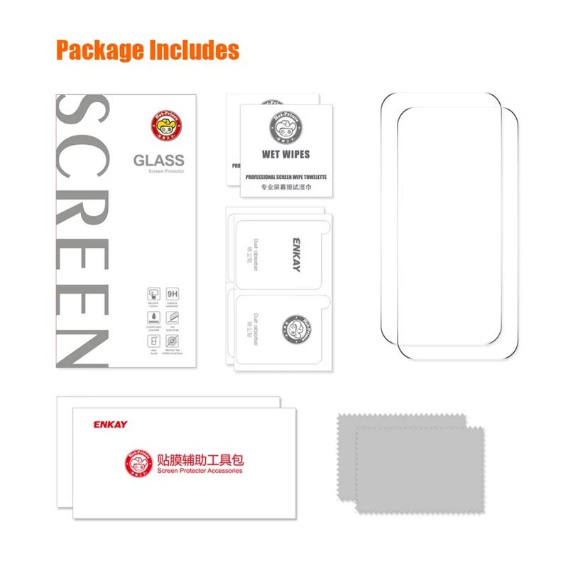 ENKAY HAT PRINCE 2Pcs For iPhone 16 Sensitive Touch High Aluminium-Silicon Glass HD Film