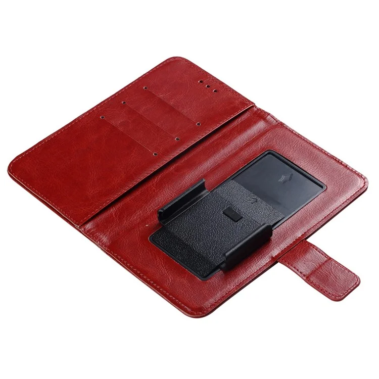 Universal Leather Case for 5.8 - 6.7 inch Phone, Inner Clamp Clip Design Wallet Anti-scratch Cellphone Cover, Size XXL: 19.5x17cm - Brown