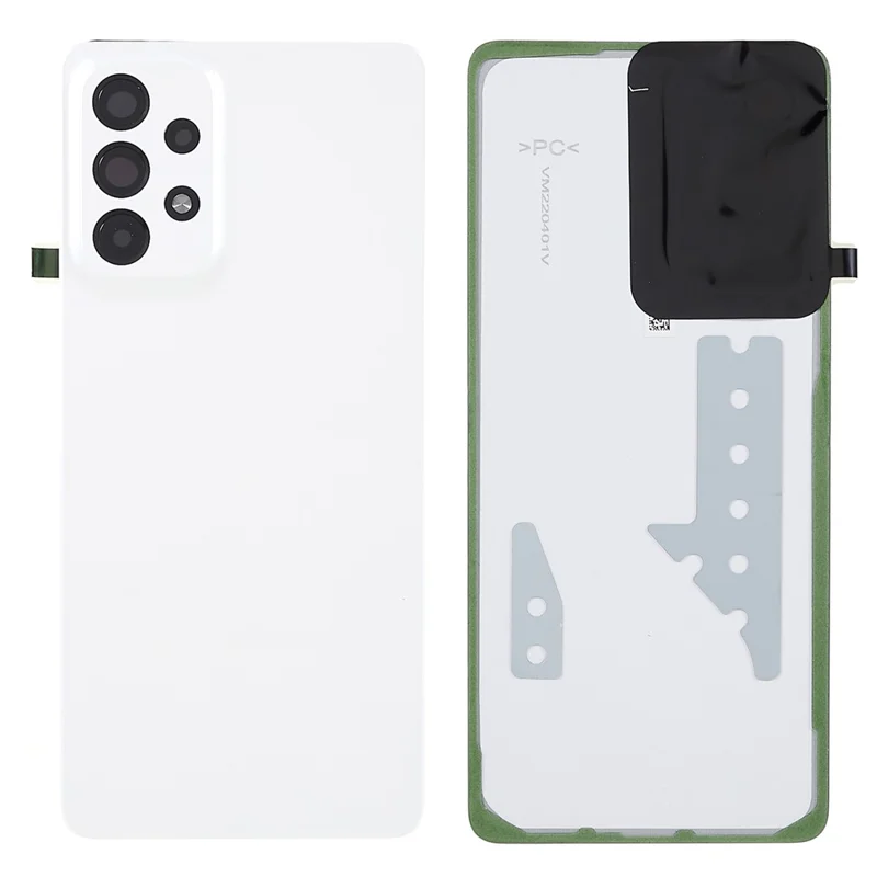 Pour Samsung Galaxy A73 5G A736 Boîtier de batterie avec autocollant adhésif + Couvercle de l'objectif de la caméra (sans logo) - Blanc