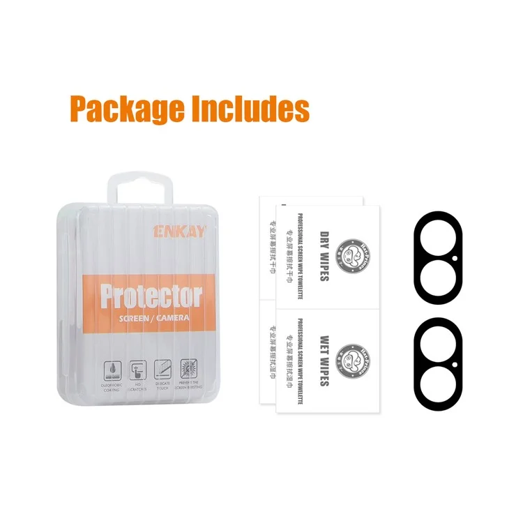 ENKAY HAT PRINCE 2Pcs per iPhone 16 / 16 Plus Pellicola Protettiva per Fotocamera in Vetro Temperato con Stampa Serigrafica