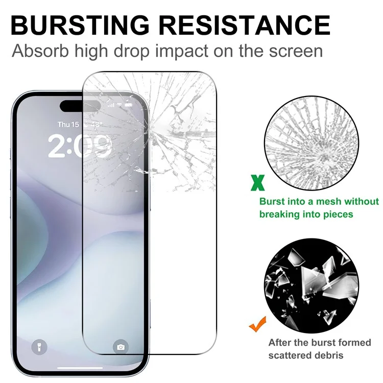 Защитное стекло для экрана iPhone 16, 2.5D, с закругленными краями, HD, прозрачное