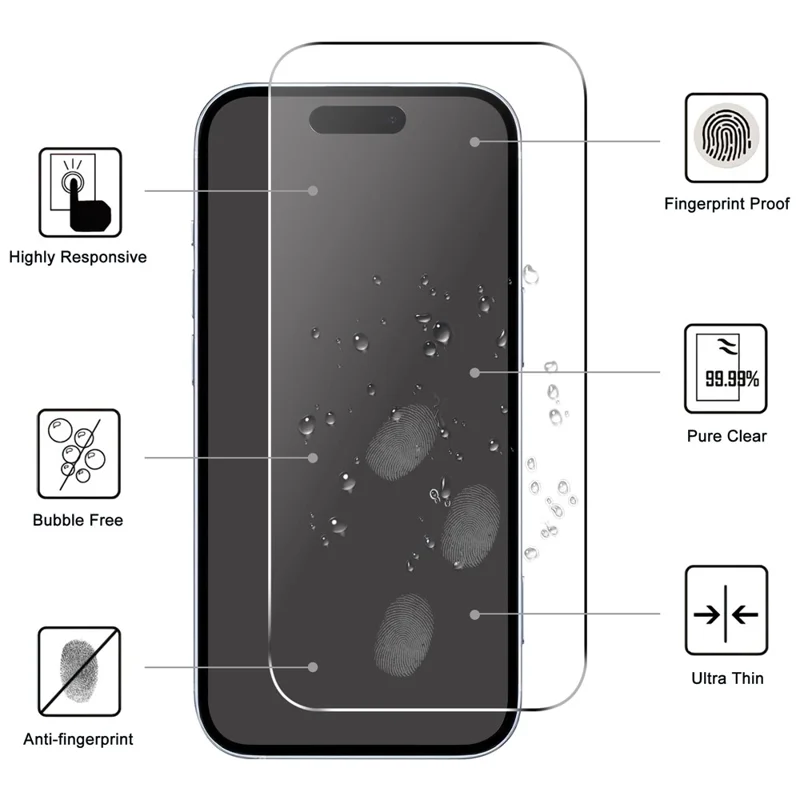 For iPhone 16 Pro Screen Protector 2.5D Arc Edge Anti-Explosion HD Tempered Glass Film