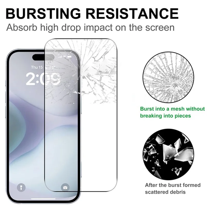 For iPhone 16 Pro Max Screen Protector 2.5D Arc Edge Tempered Glass Phone Screen Film