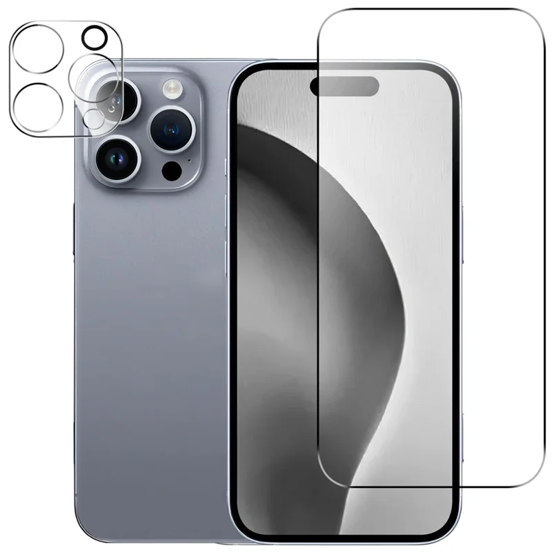 For iPhone 16 Pro Max Clear Tempered Glass Screen Protector Anti-Explosion Film + Camera Lens Protector