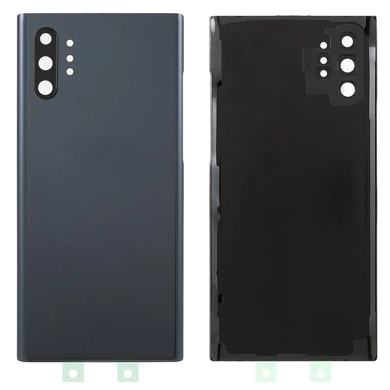 Pour Samsung Galaxy Note 10 Plus 4G N975 / Note 10 Plus 5G N976 Boîtier de batterie avec autocollant adhésif + Couvercle d'objectif de caméra - Noir