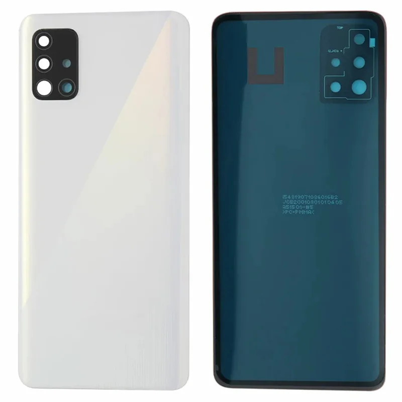 For Samsung Galaxy A51 4G SM-A515 Battery Housing with Adhesive Sticker + Camera Lens Cover (Without Logo) - White