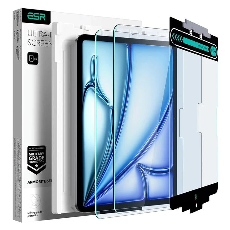 ESR 2шт для iPad Air 11 (2024) Armorite Защитная пленка для экрана Закаленное стекло с направляющим лотком Защита военного класса