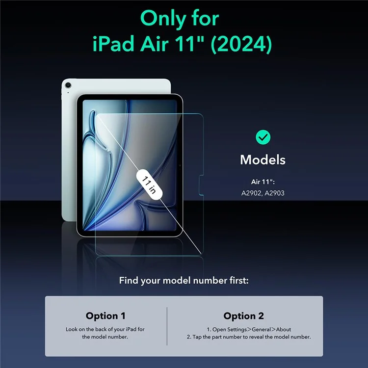 ESR 2шт для iPad Air 11 (2024) Armorite Защитная пленка для экрана Закаленное стекло с направляющим лотком Защита военного класса