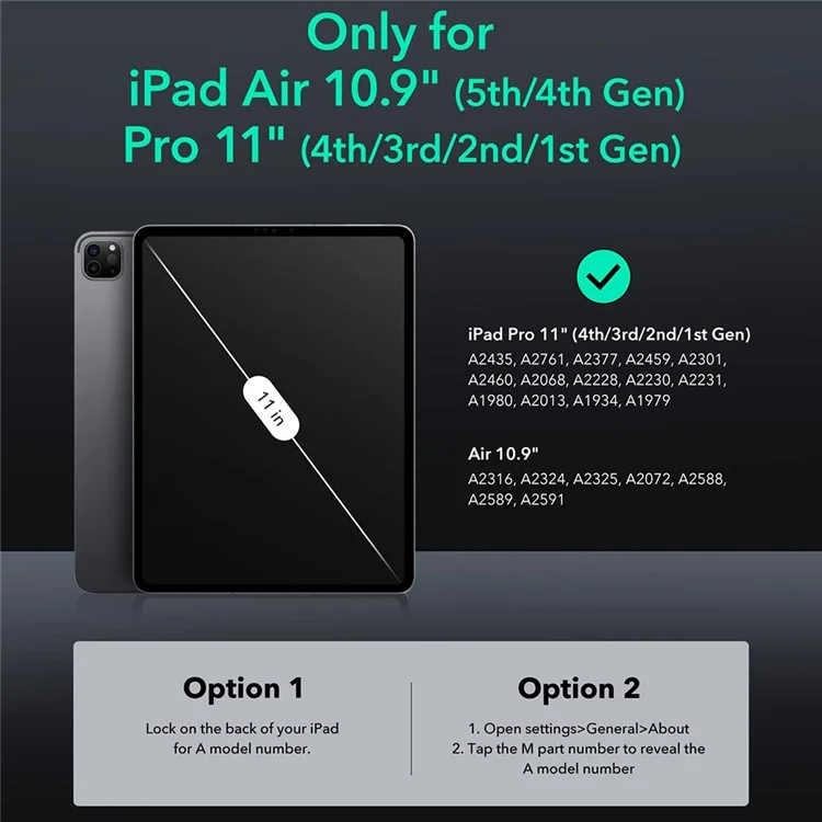ESR 2Pcs for iPad Pro 11 (2018) / (2020) / (2021) / (2022) / iPad Air (2020) / (2022) Armorite Screen Protector Easy Installation Tempered Glass Film