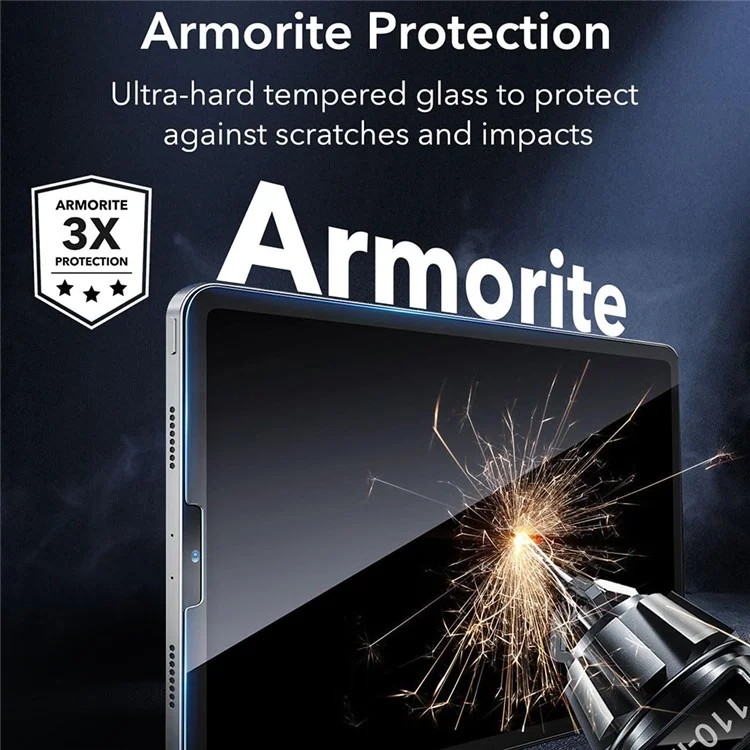 ESR 2Pcs for iPad Pro 11 (2018) / (2020) / (2021) / (2022) / iPad Air (2020) / (2022) Armorite Screen Protector Easy Installation Tempered Glass Film