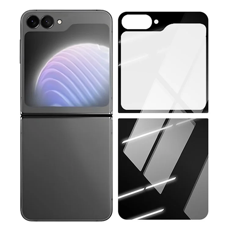 RURIHAI 1 Set Per Samsung Galaxy Z Flip6 5G Protezione Dello Schermo Posteriore Custodia Posteriore In Vetro Ad Alto Alluminio-Silicio