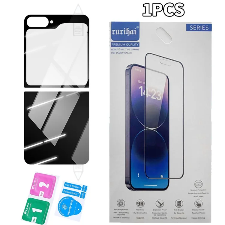 RURIHAI 1 Set Per Samsung Galaxy Z Flip6 5G Protezione Dello Schermo Posteriore Custodia Posteriore In Vetro Ad Alto Alluminio-Silicio
