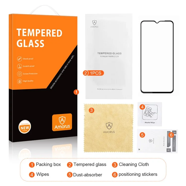 AMORUS For Xiaomi Poco C61 4G / Redmi A3 4G Screen Protector Anti Scratch Tempered Glass Film - Black