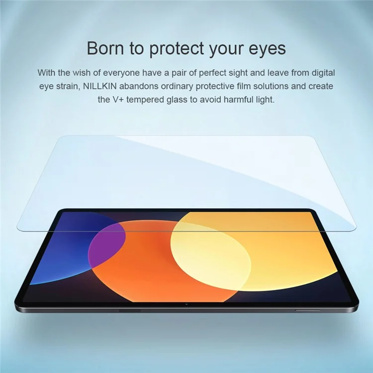 NILLKIN V+ Series for Xiaomi Pad 5 Pro 12.4 (2022) 0.33mm HD Anti-wear Full Coverage Anti Blue Light Eye Protection AGC Tempered Glass Screen Protector Film