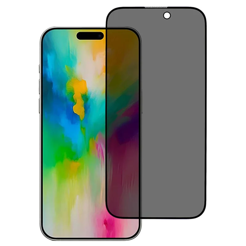 Pour iPhone 16 Pro Full Glue Screen Protector Anti-Spy Tempered Glass Screen Film with Anti-Dust Net