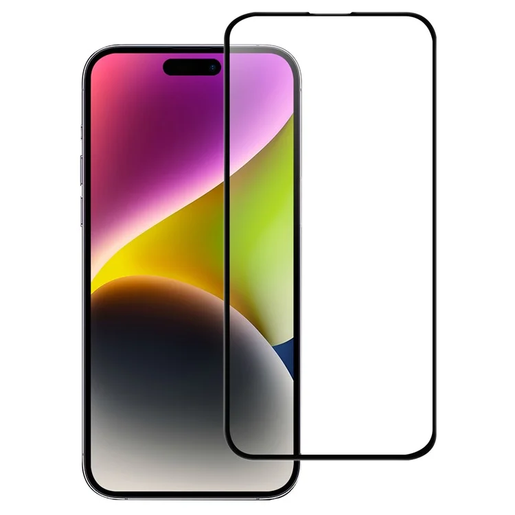 For iPhone 16 Pro Protector de pantalla completo con pegamento AGC Glass Black Edge Screen Film