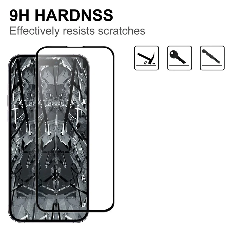 For iPhone 16 Pro Protector de pantalla completo con pegamento AGC Glass Black Edge Screen Film