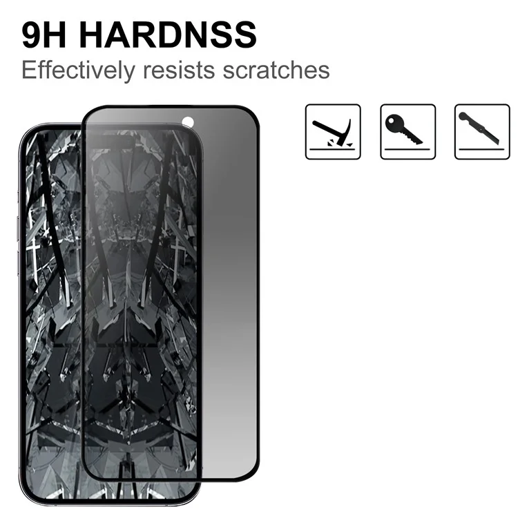 For iPhone 16 Plus Tempered Glass Screen Protector Anti-spy 2.5D Arc Edge Anti-explosion Film