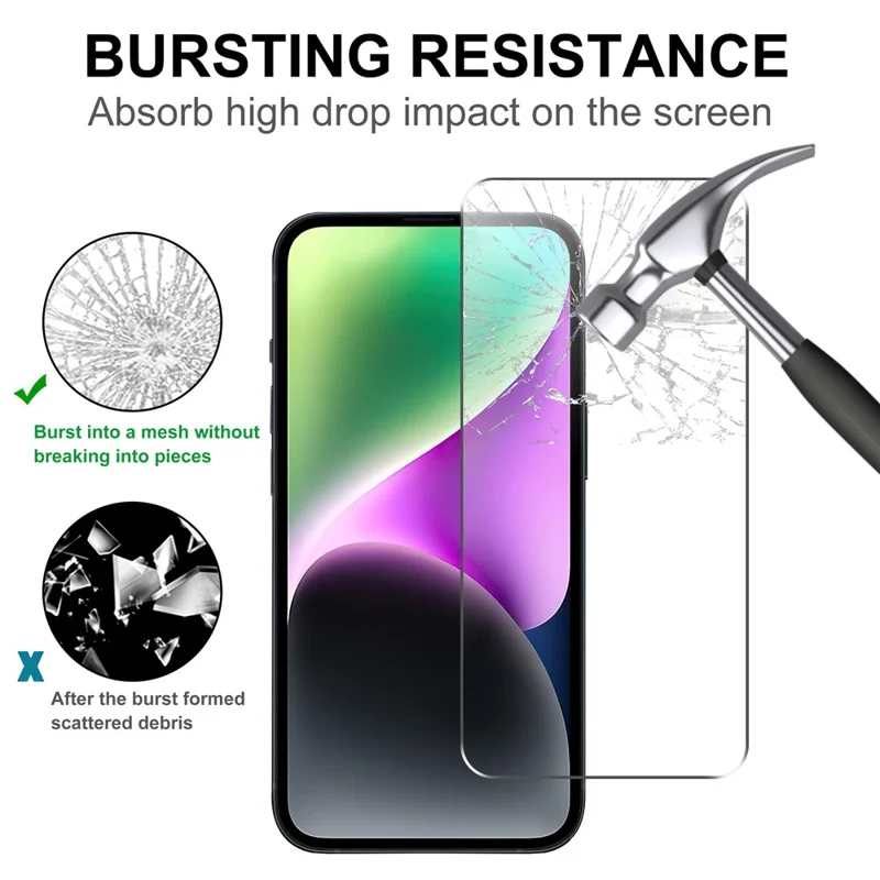 2Pcs For iPhone 16 HD Clear Screen Protector Anti-explosion 2.5D Arc Edge Tempered Glass Screen Film
